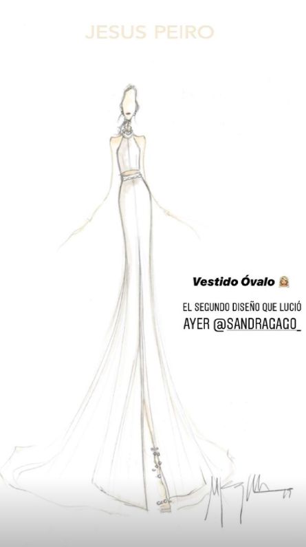 Boceto de 'Òvalo el segundo vestido firmado por Jesús Peiró para Sandra Gago