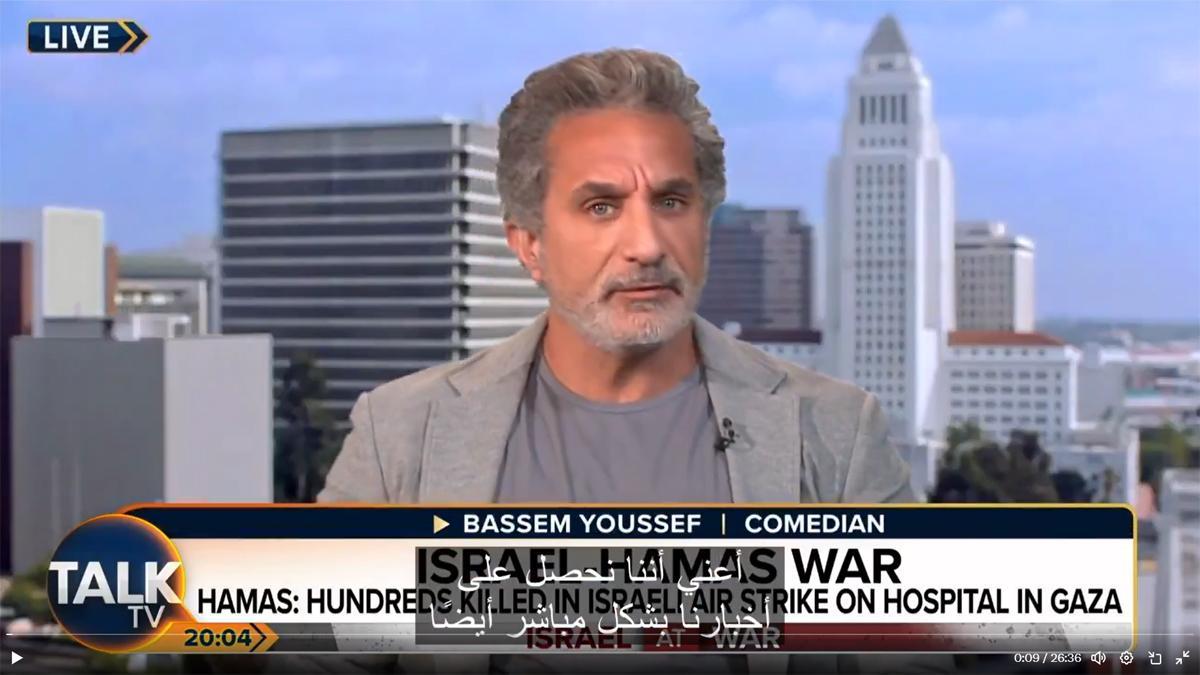 El cómico egipcio Bassem Youssef en el programa de Piers Morgan