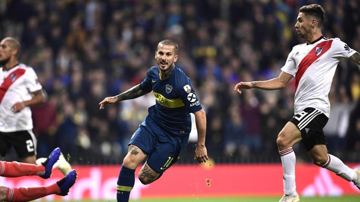 Benedetto celebra el gol con el que abrió el marcador