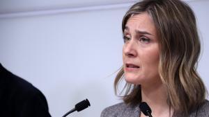 La presidenta de En Comú Podem en el Parlament, Jéssica Albiach, en una rueda de prensa