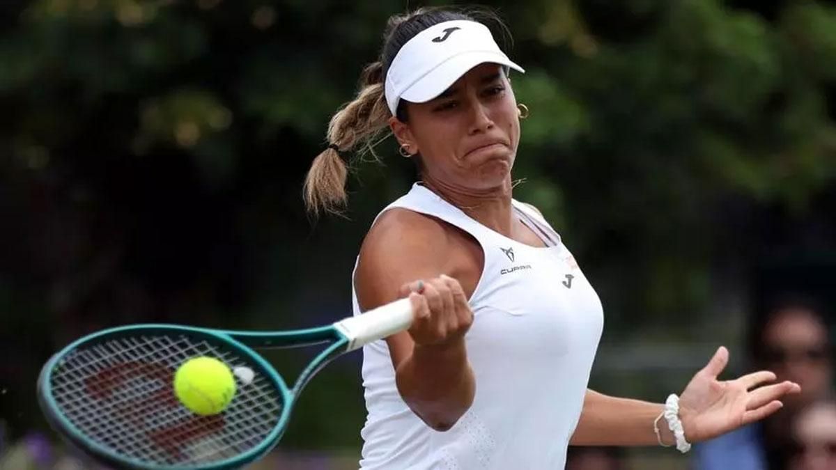 Jessica Bouzas, este sábado en pleno partido.