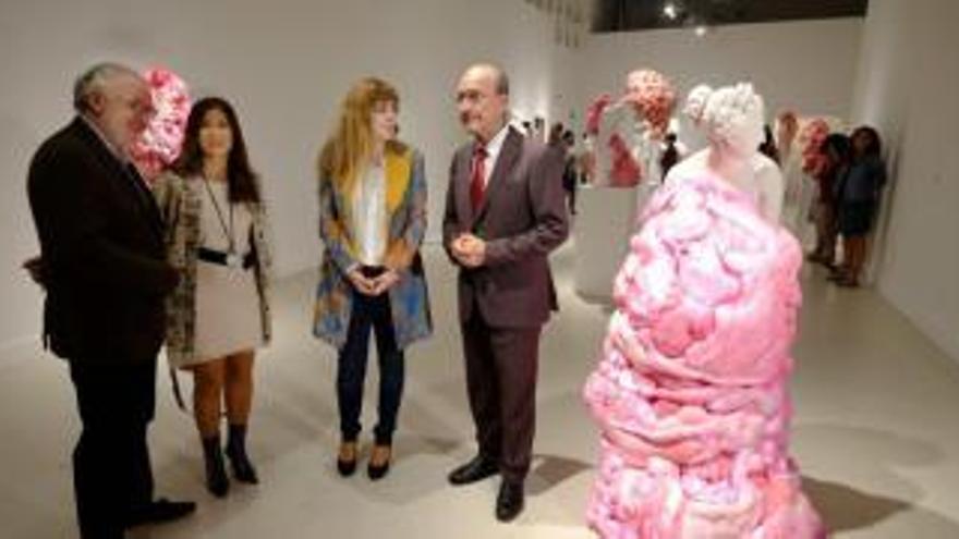 Fernando Francés, Gemma del Corral, Marina Vargas y Francisco de la Torre, en la inaugración de la exposición de Vargas en el CAC