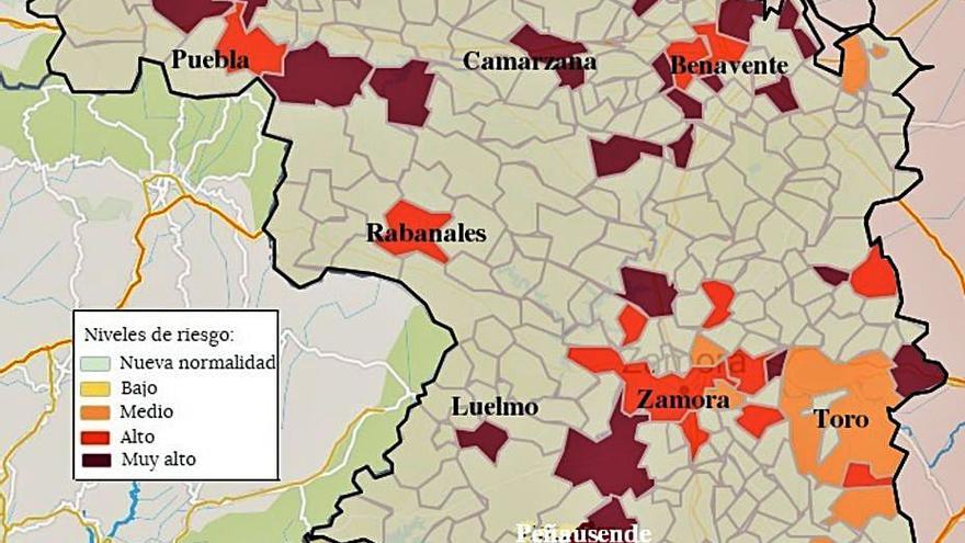 Pueblos con contagios este viernes en Zamora. | JCYL