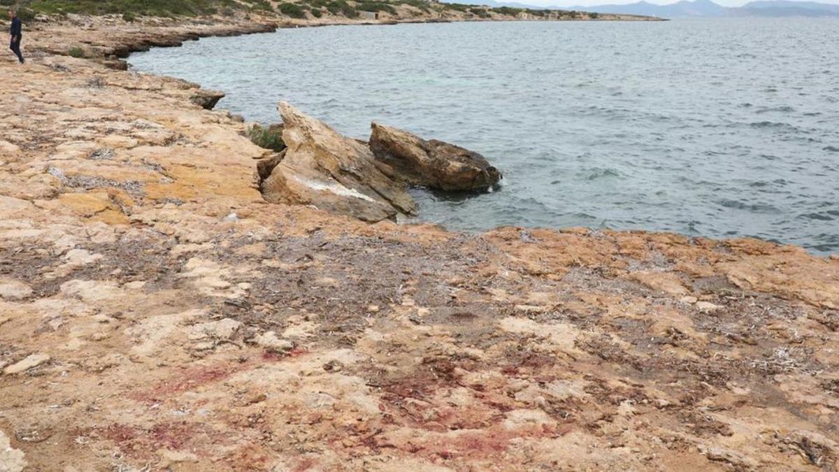 En primer plano rastros de sangre dejados por las víctimas del accidente en la zona de Punta Pedrera.