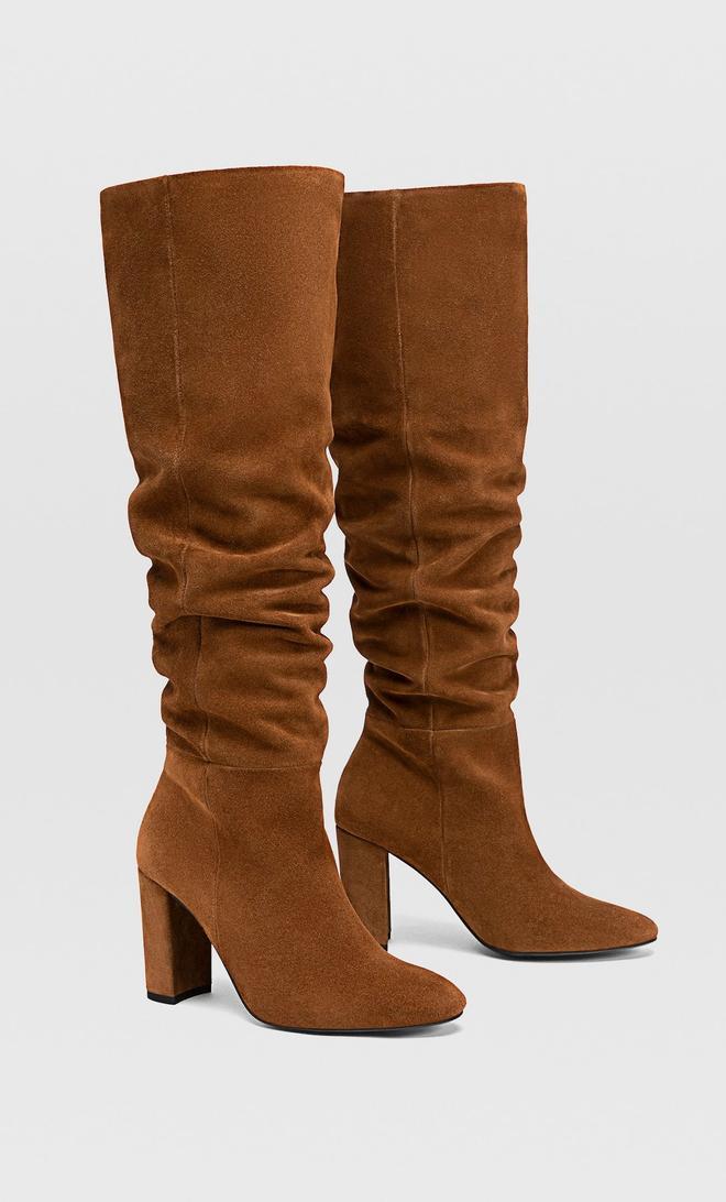 Botas altas XL de piel de Stradivarius