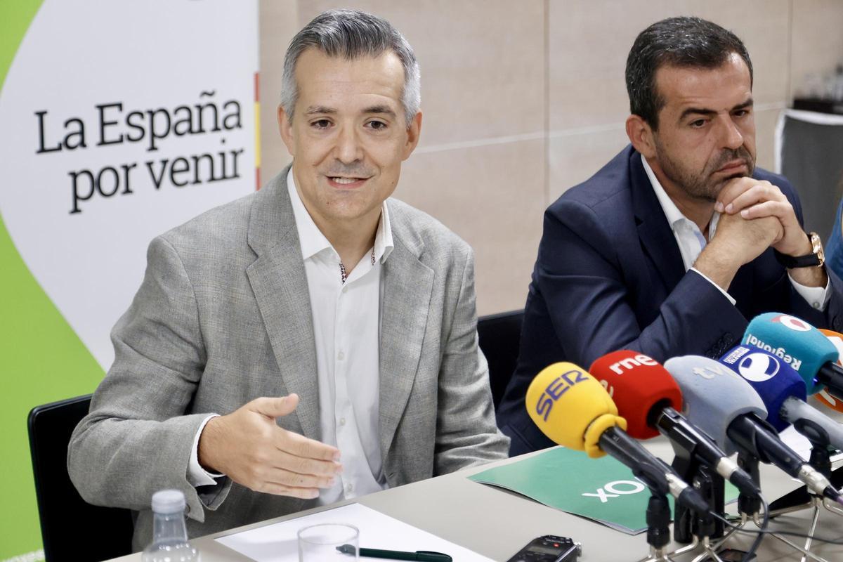 Pancorbo, durante su intervención ante los medios en Murcia, este lunes.