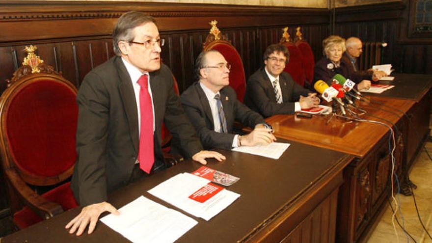 Llorente, Torramadé, Puigdemont, Valeri i Prieto, ahir a Girona.