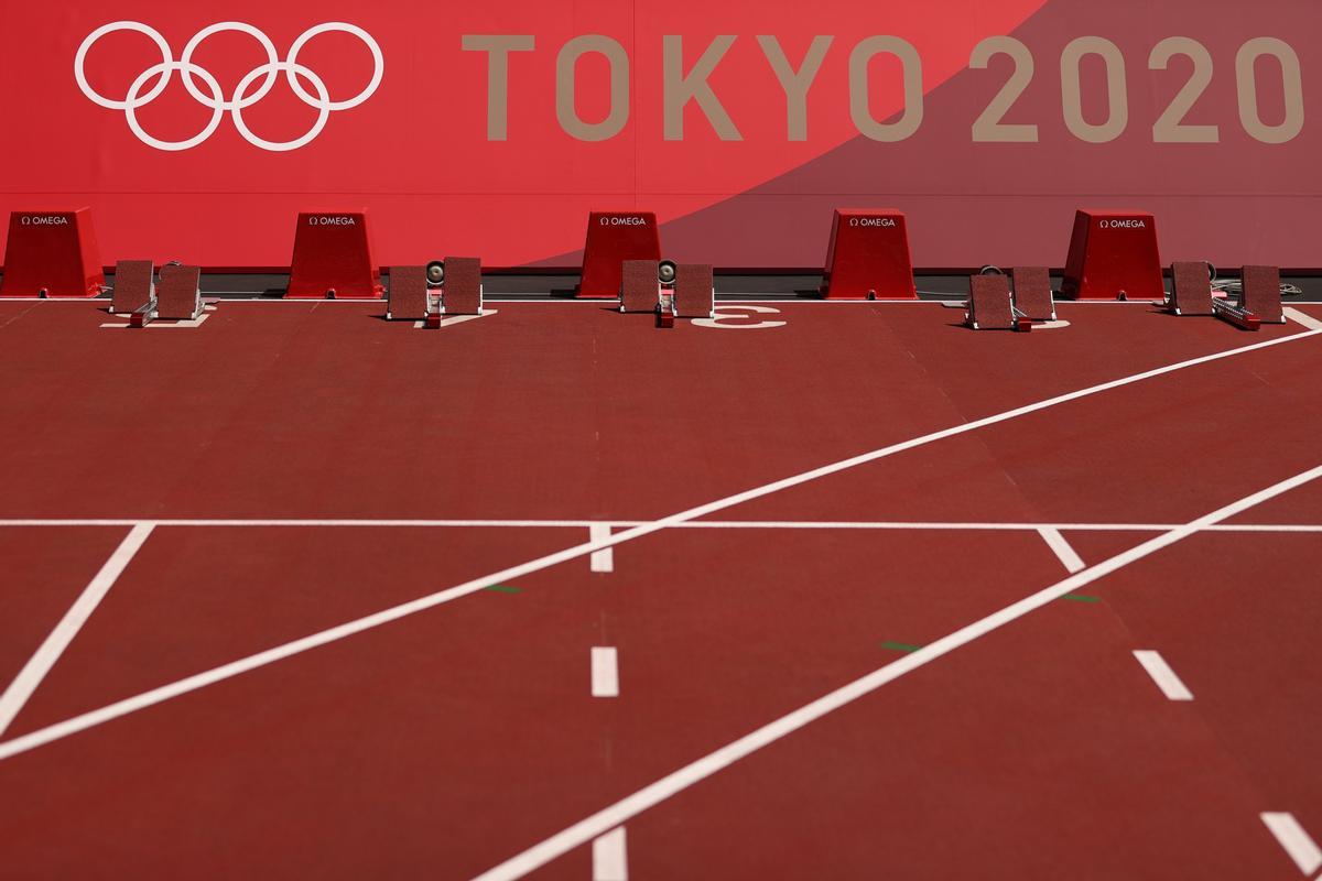 Aspecto de la pista del Estadio Olímpico de Tokio. Aspecto de la pista del Estadio Olímpico de Tokio.