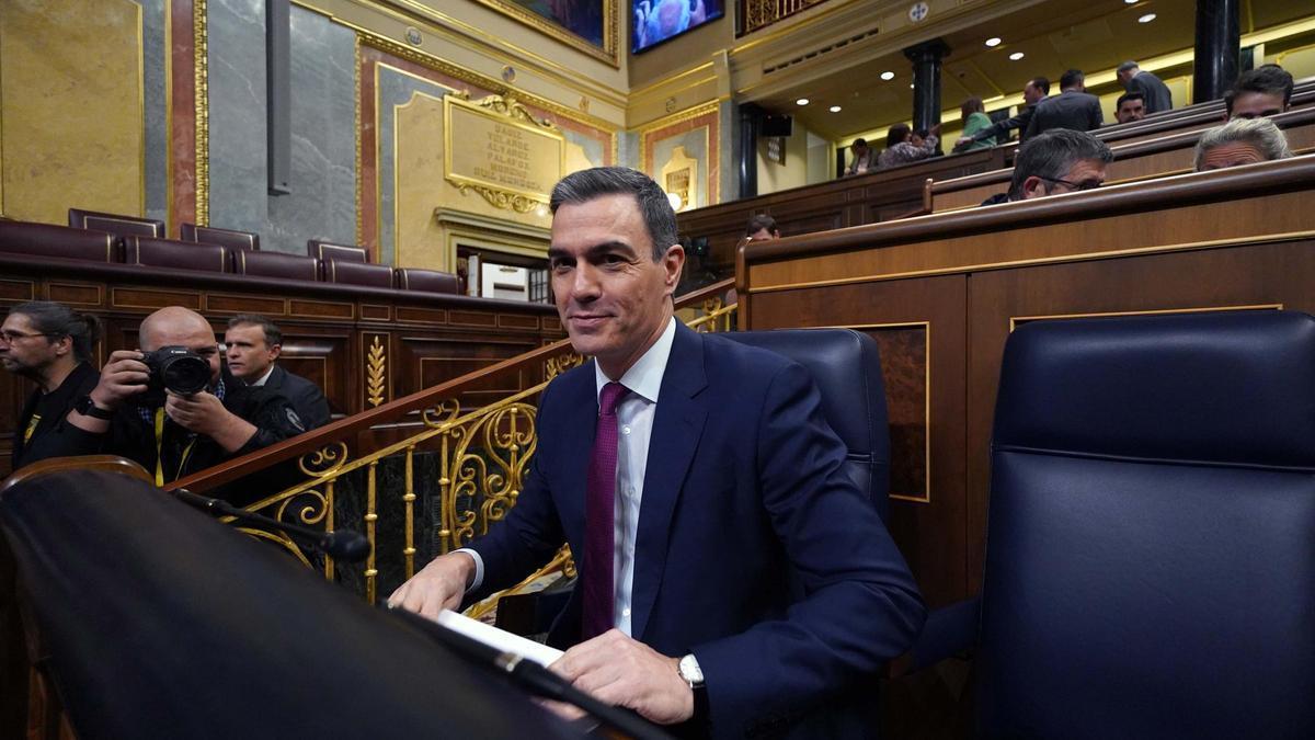 El presidente del Gobierno, Pedro Sánchez, durante la sesión de control en el Congreso el pasado miércoles.