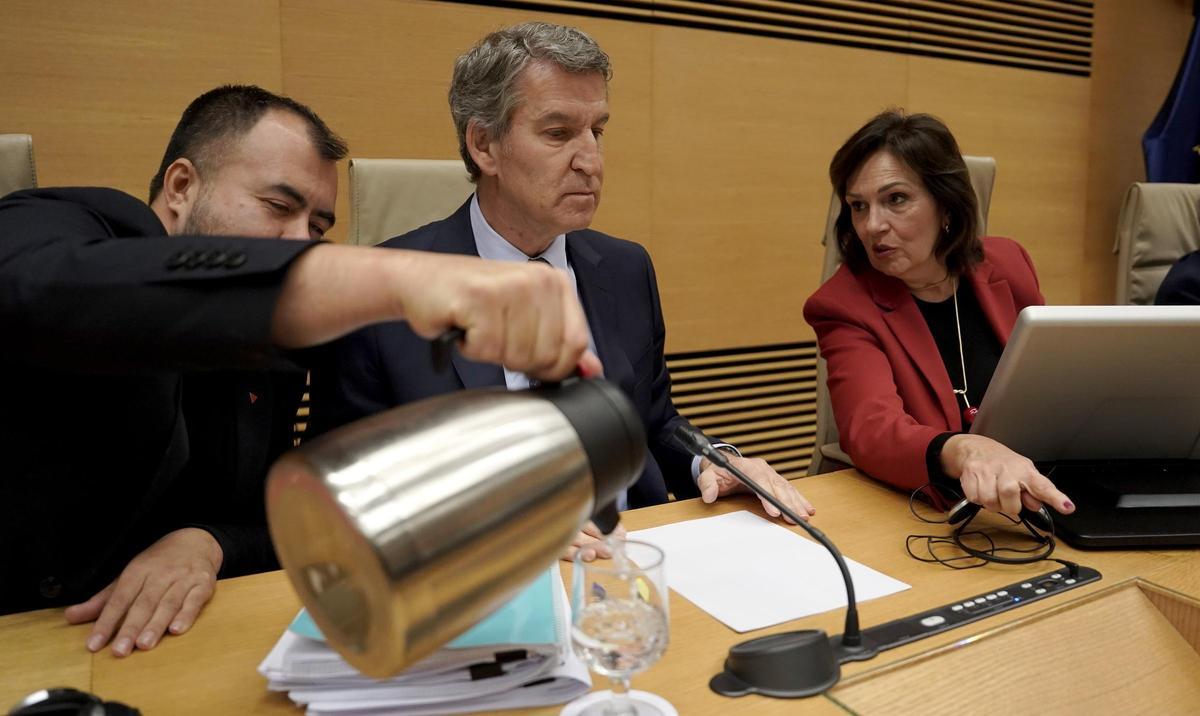 Alberto Núñez Feijóo, durante su comparecencia en la comisión de investigación de la Dana en Valencia, en el Congreso de los Diputados.