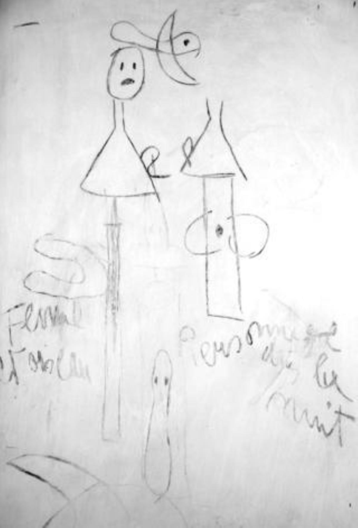 Tres imágenes de grafitos que Miró dibujó en varias estancias. Algunos son bocetos de cuadros  y esculturas que creó después. |   M. MIELNIEZUK / FUNDACIÓ PILAR I JOAN MIRÓ