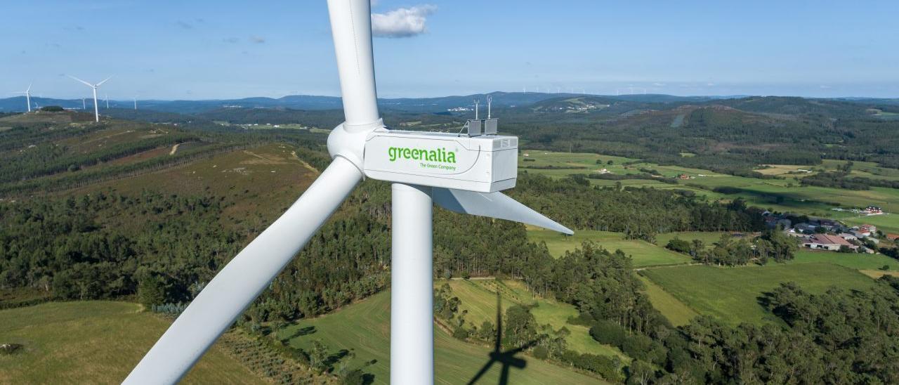 Aerogenerador de un parque eólico de Greenalia en Galicia.