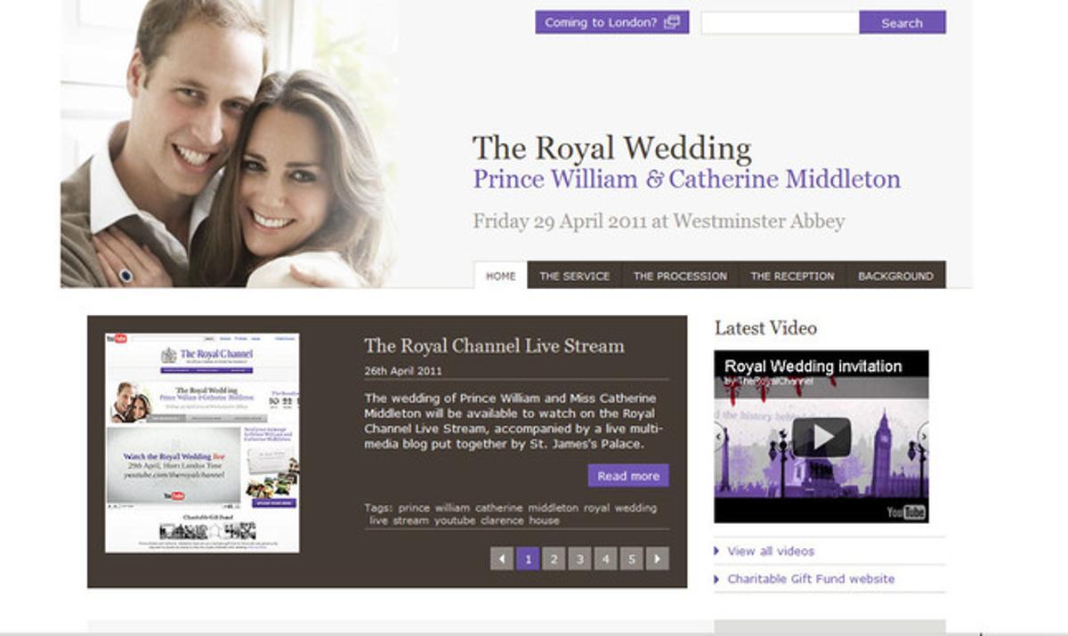 Web oficial del enlace entre Guillermo de Inglaterra y Kate Middleton. Web oficial del enlace entre Guillermo de Inglaterra y Kate Middleton.