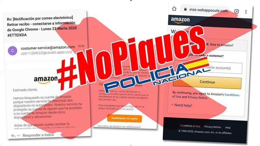 Policía Nacional advierte de una estafa masiva usando los logos de Amazon