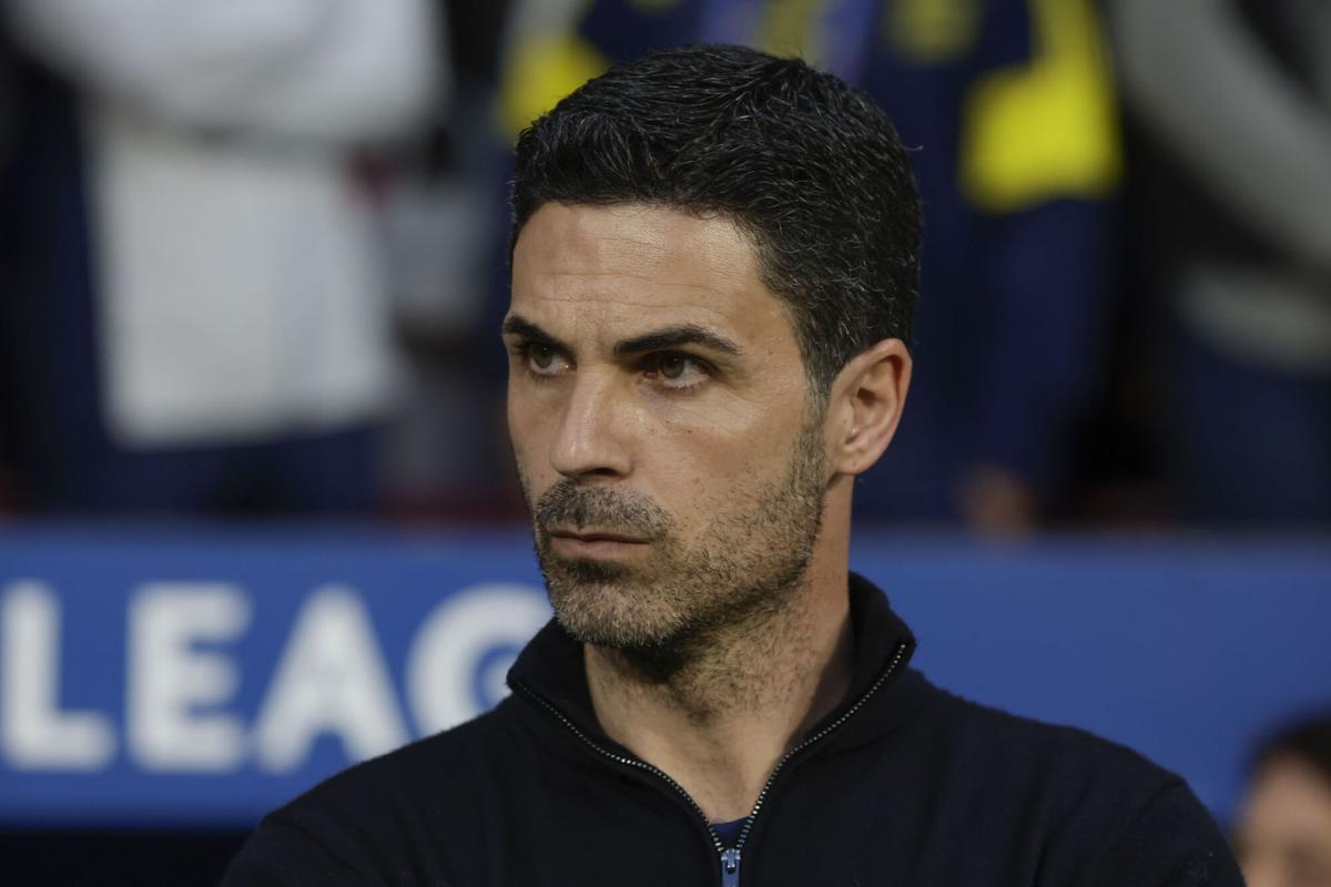 Mikel Arteta antes del partido contra el Atlético de Madrid.
