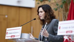 Isabel Díaz Ayuso esta mañana en Leganés.