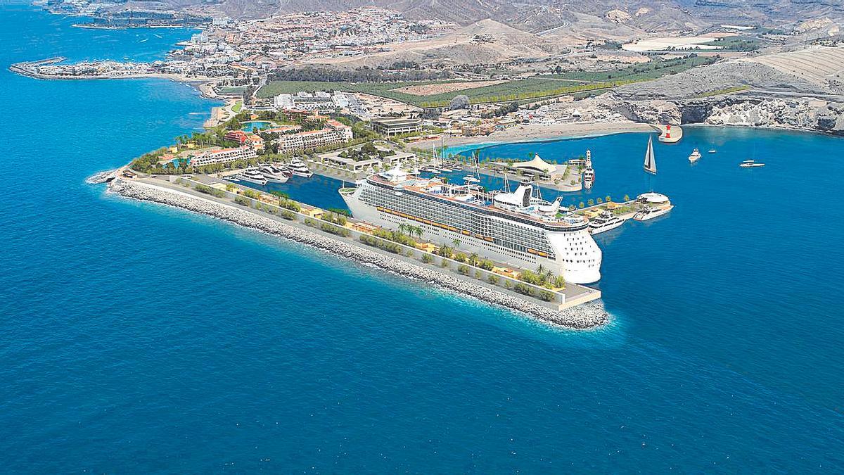 Fotomontaje de cómo quedaría el puerto turístico de Santa Águeda.