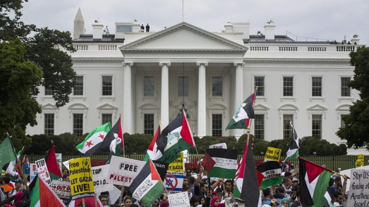 Manifestación propalestina a las puertas de la Casa Blanca.