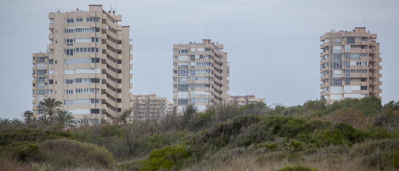 Edificios de apartamentos a la altura de la playa de la Garrofera en El Saler