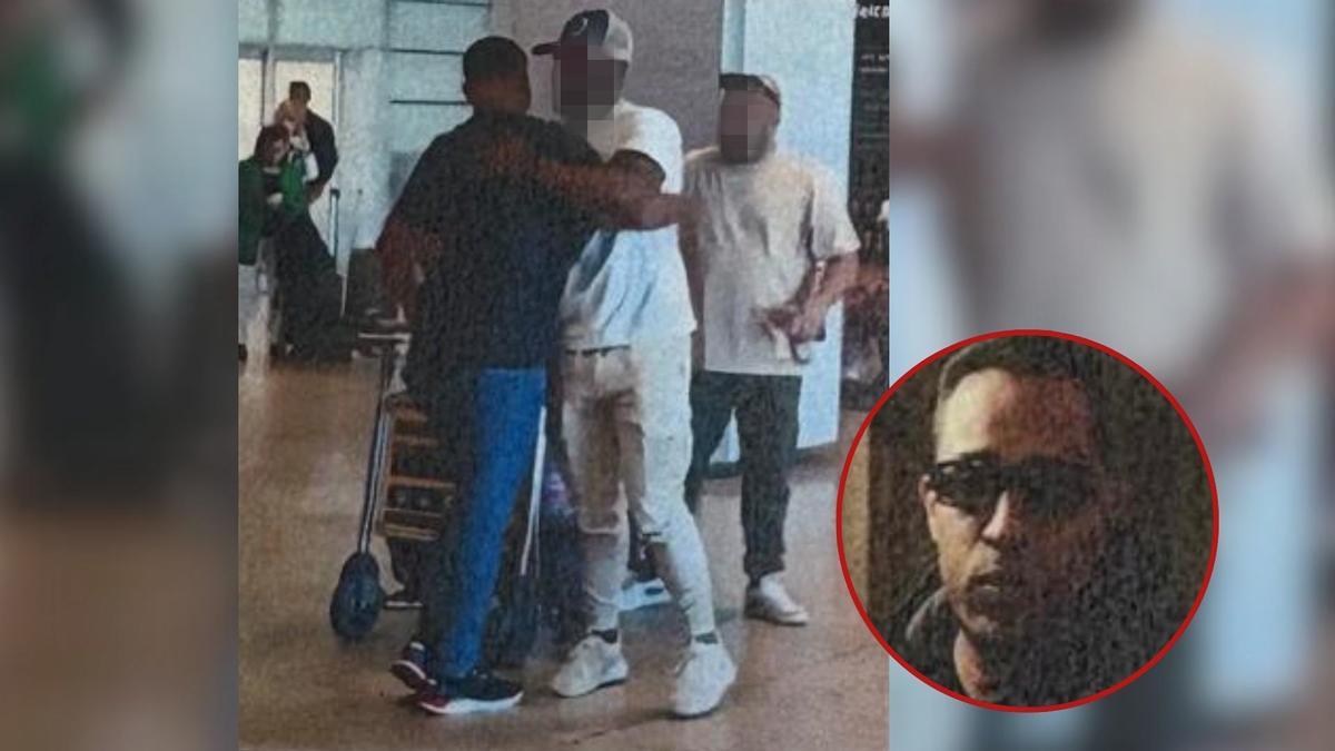 Imagen de varios de los implicados en la operación Rayban, en el aeropuerto de Barajas. Derecha, otro de ellos, con las gafas.