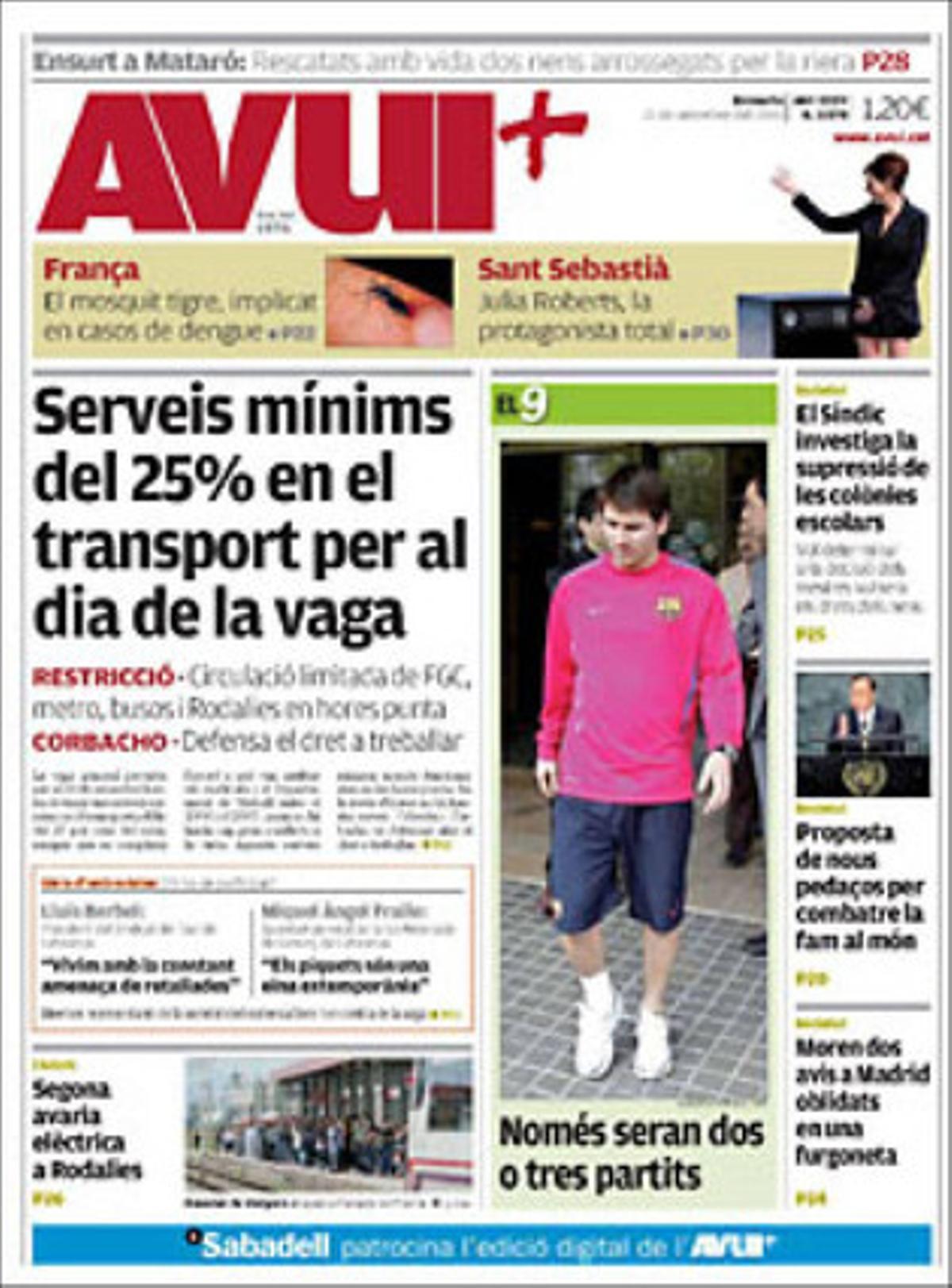 ’Avui’ entrevista Cristóbal Montoro, dirigent del PP responsable d’economia, que declara: Abans del concert s’ha d’abordar la crisi.