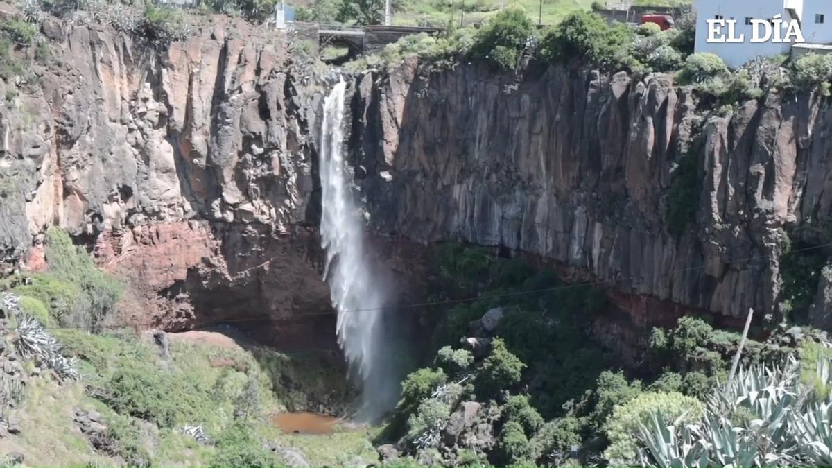 Cascada en el barranco de Valle Jiménez por la borrasca Therese en Tenerife