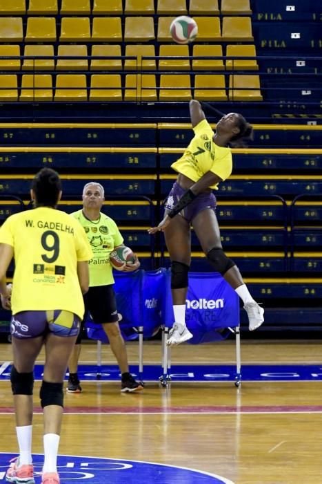 25-02-20 DEPORTES. CENTRO INSULAR DE LOS DEPORTES. LAS PALMAS DE GRAN CANARIA. Entrenamiento y foto de grupo del equipo femenino de volleyball IBSA 7 Palmas.    Fotos: Juan Castro.  | 25/02/2020 | Fotógrafo: Juan Carlos Castro