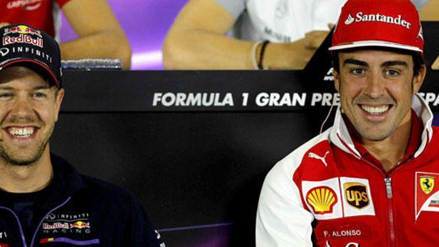 Vettel y Alonso, en rueda de prensa.