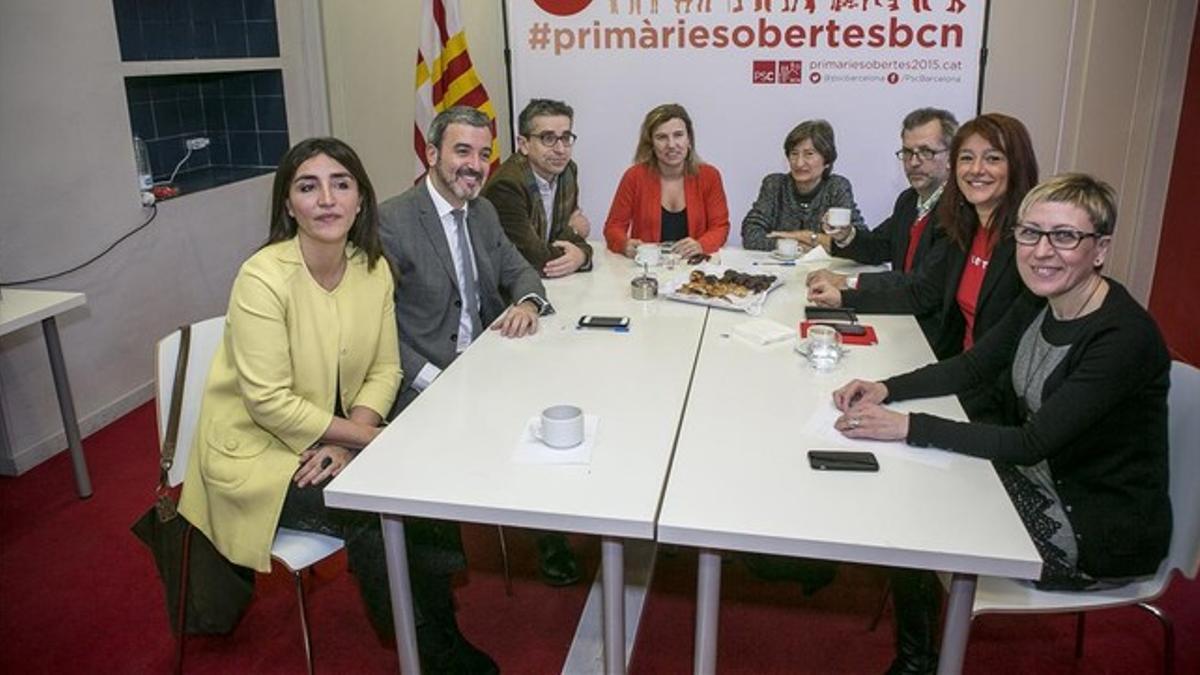 Primer encuentro de los candidatos de las primarias del PSC en Barcelona. JOAN CORTADELLAS