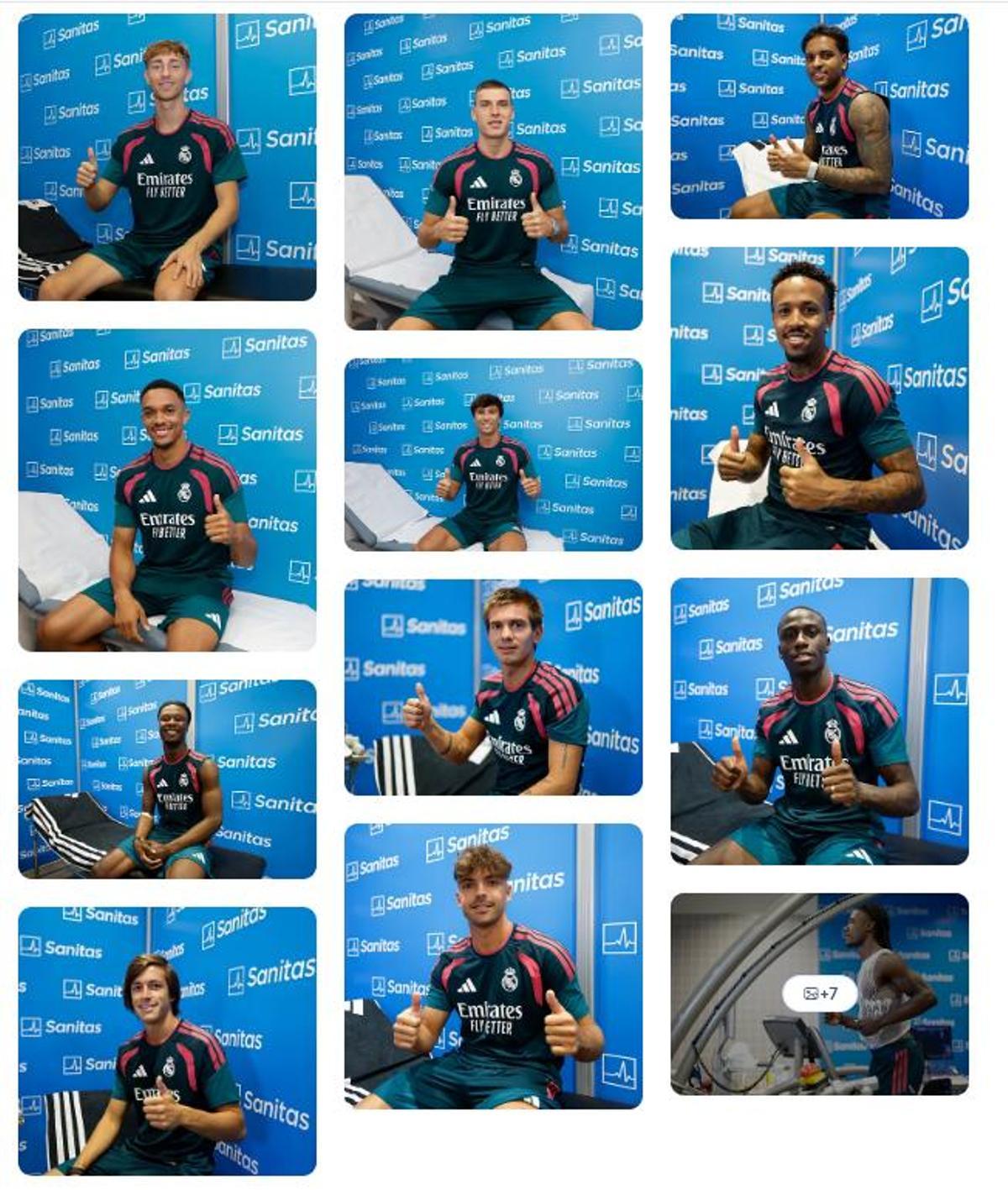 Mosaico de los jugadores blancos en el primer día de pretemporada.