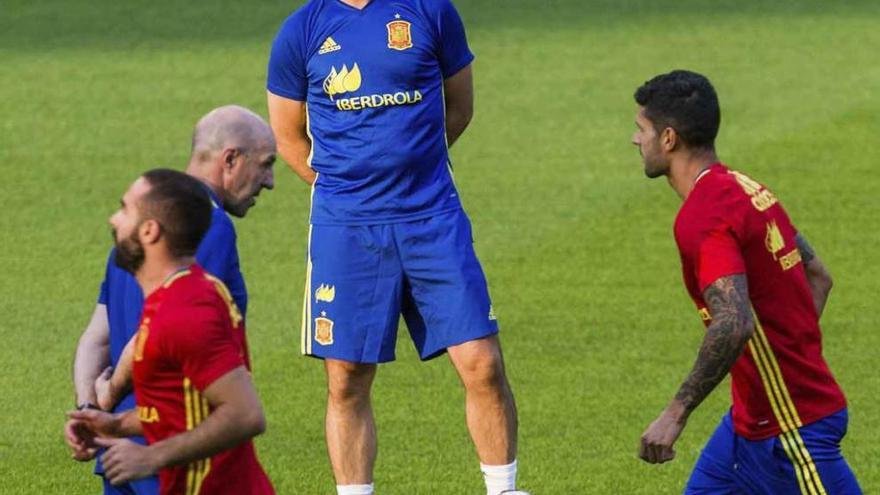 Lopetegui, en el entrenamiento de ayer de la selección.