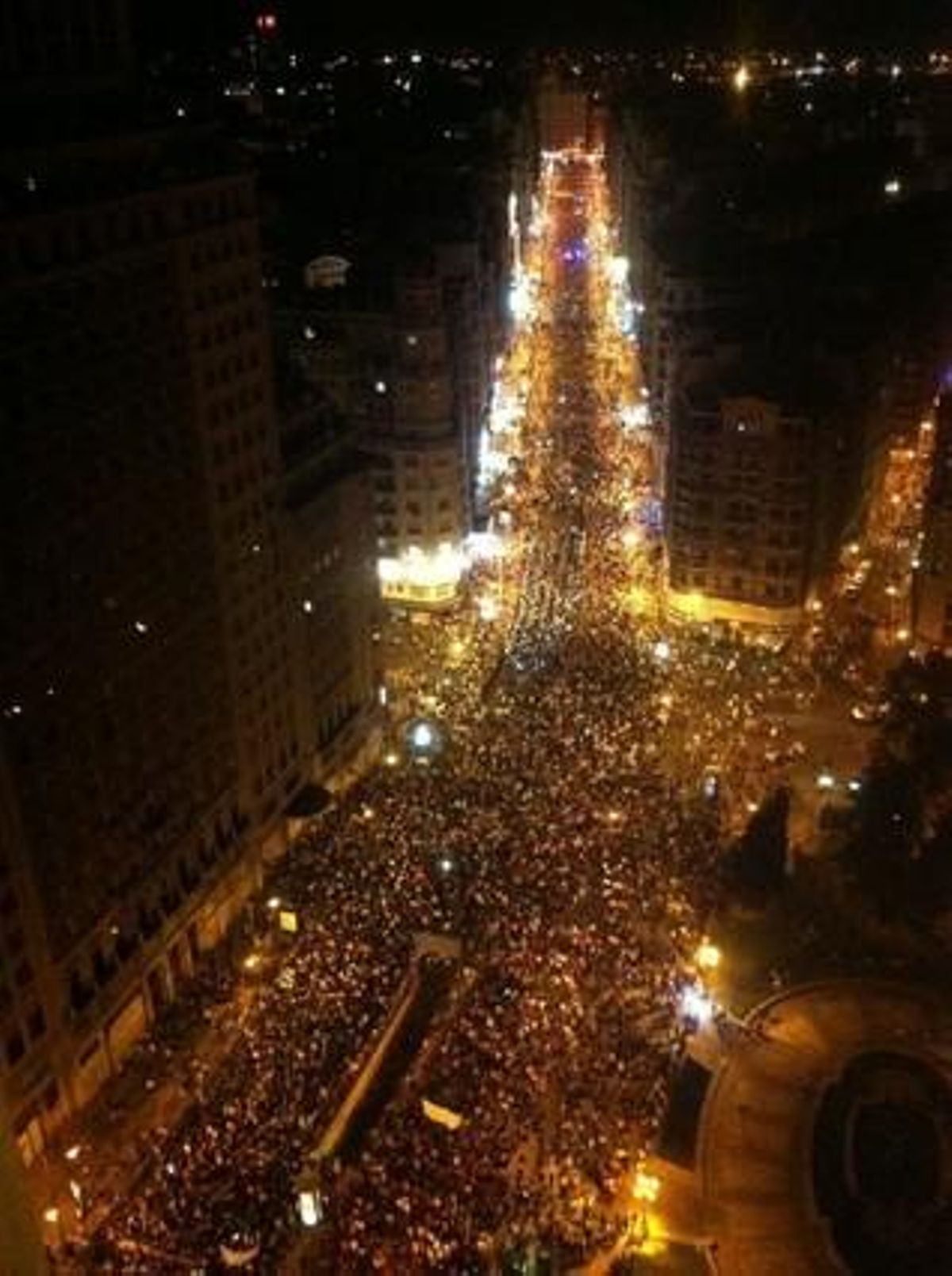Fotografia aèria de la mobilització minera.