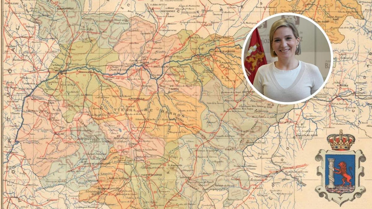 Mapa antiguo de los términos municipales de la provincia de Badajoz.