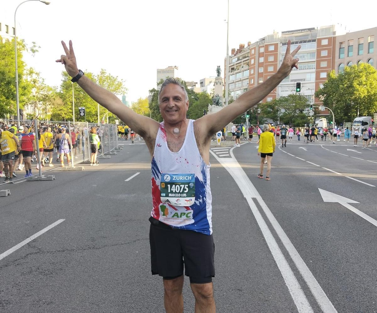 Marcelo Chorny, esta mañana, en el Maratón de Madrid.