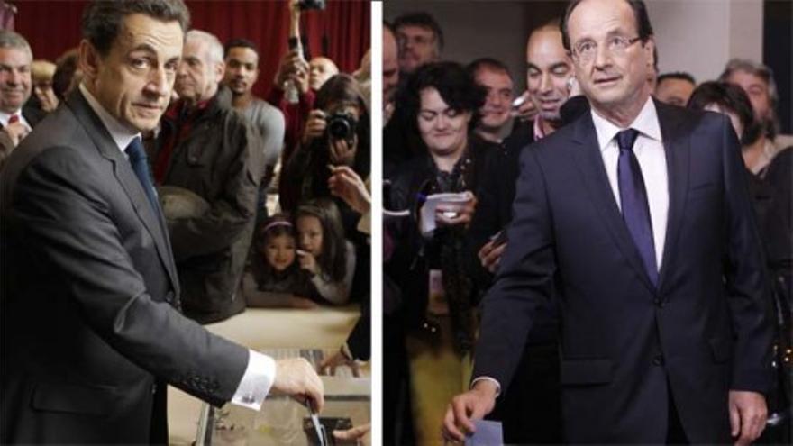 Sarkozy y Hollande votan en la segunda vuelta