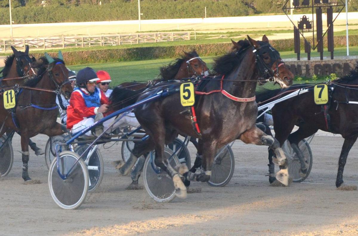 Leo de Clide, con Tomeu Llobet en el transcurso del ‘Premi Caster Kid’ en Son Pardo. | S. ROIG