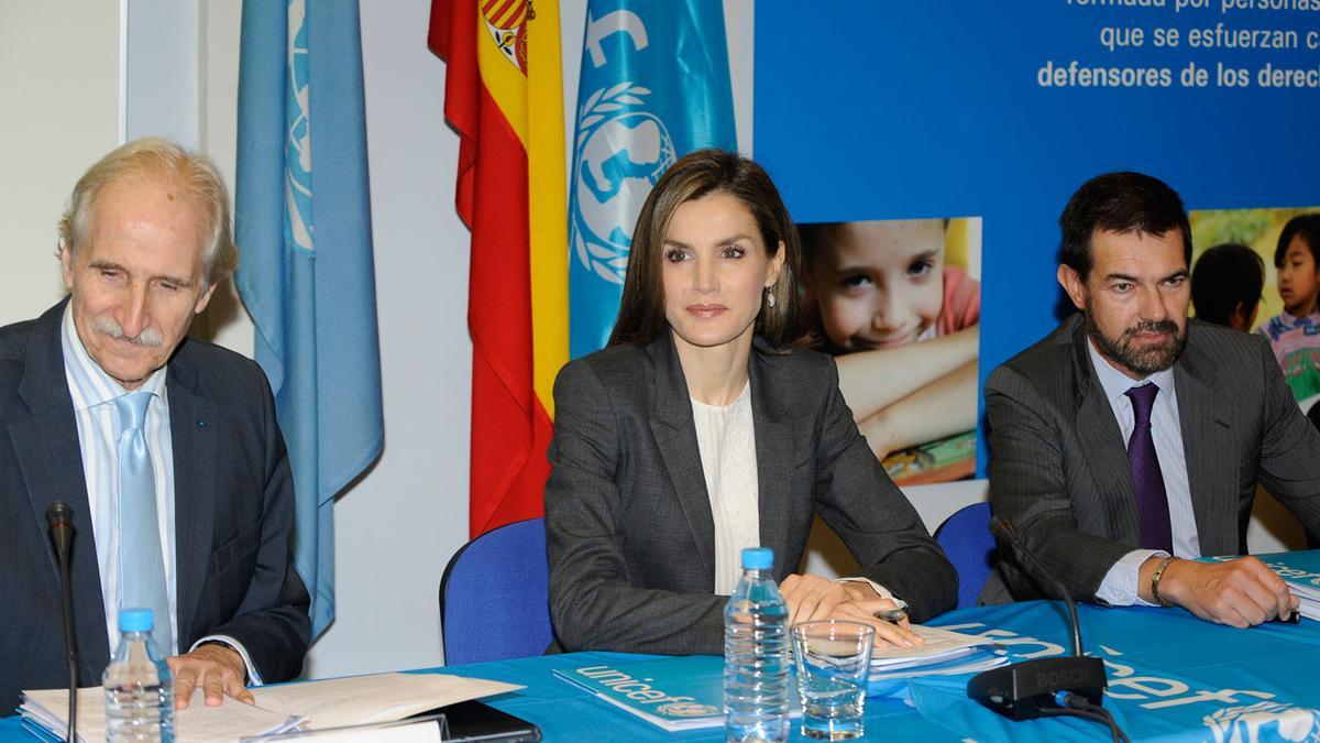 Detalle de la reunión de Letizia Ortiz en la Sede de UNICEF en Madrid