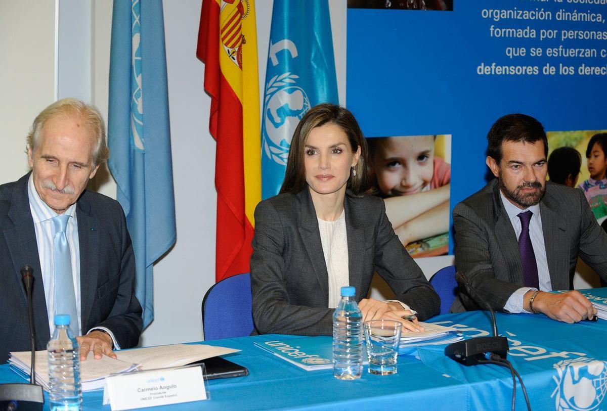 Detalle de la reunión de Letizia Ortiz en la Sede de UNICEF en Madrid