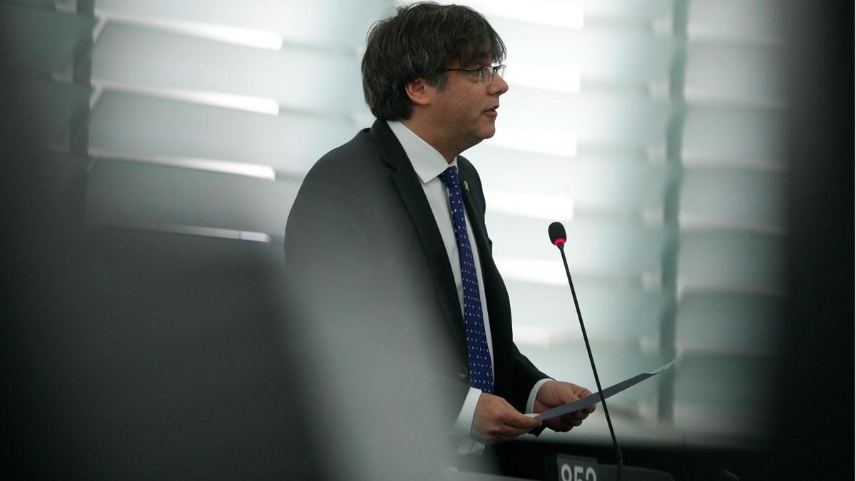 Primera intervención de Carles Puigdemont en el pleno del Parlamento Europeo.