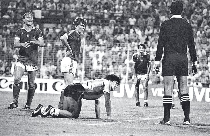 El Pelusa, durante el partido frente a Hungría en Alicante el 23 de junio de 1982.