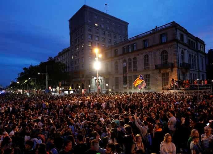 Manifestación independentista en el Paseo de Gracia de Barcelona