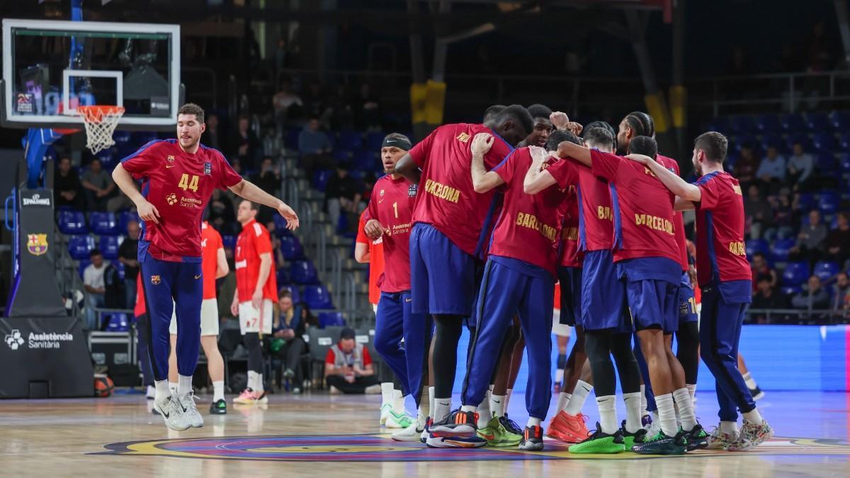 Los jugadores del Barça, antes de medirse al Bayern