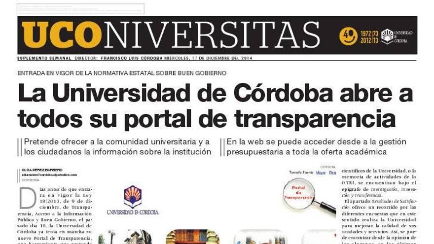 La Universidad de Córdoba abre a todos su portal de transparencia