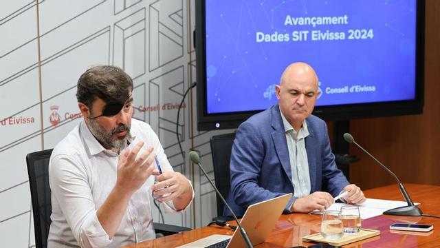 El responsable del Sistema de Inteligencia Turística en Eivissa, Simón Tur, con el presidente del Consell, Vicent Marí. | J.A.RIERA