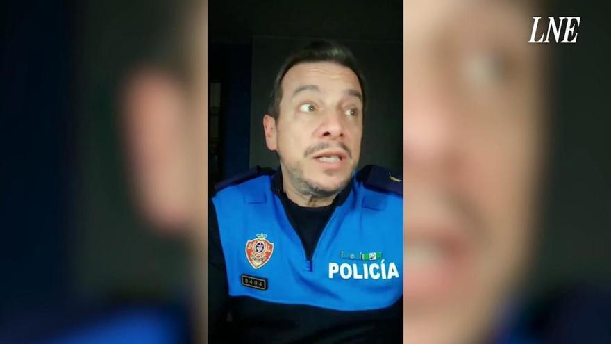 El "poli marchoso" de Oviedo envía un mensaje a los niños: "Los que estáis en casa también sois héroes"