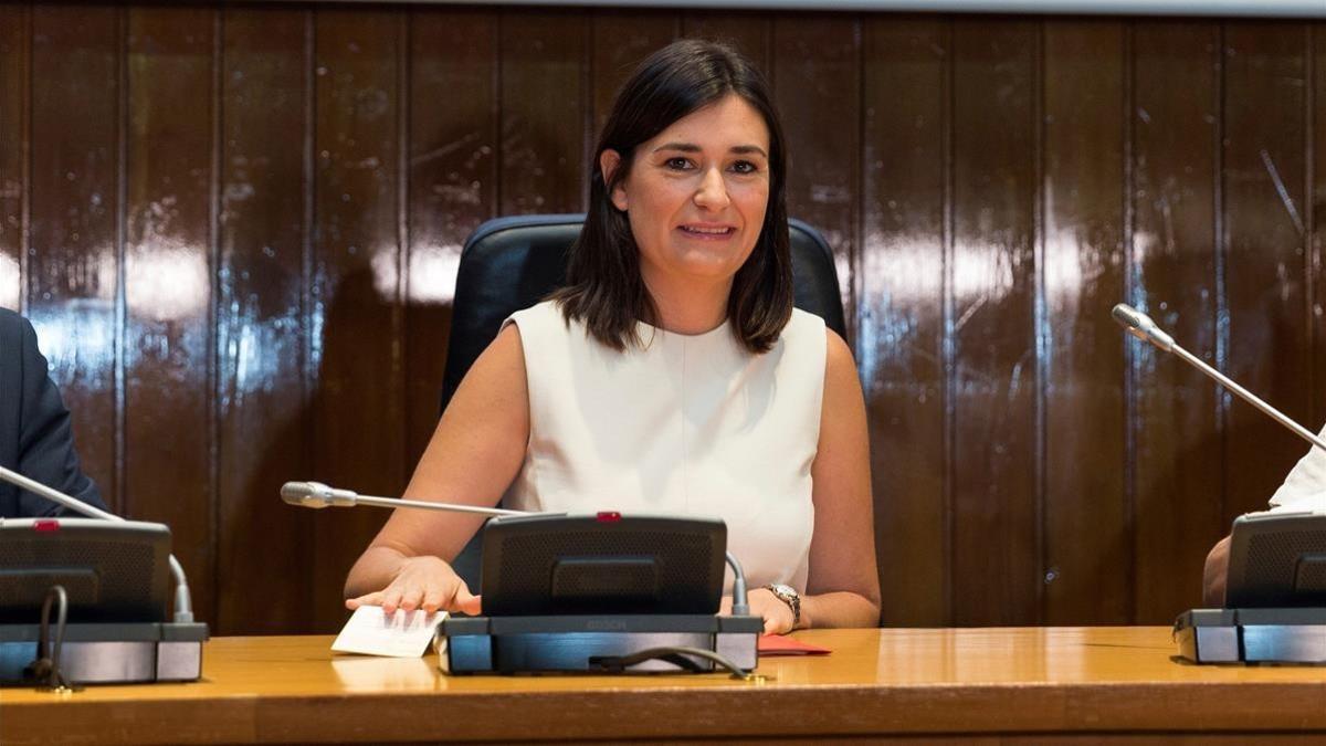 La ministra de Sanidad  Carmen Monton durante la reunion celebrada este martes