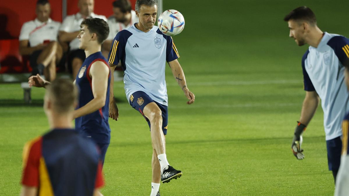 Último entrenamiento de España antes del partido contra Alemania