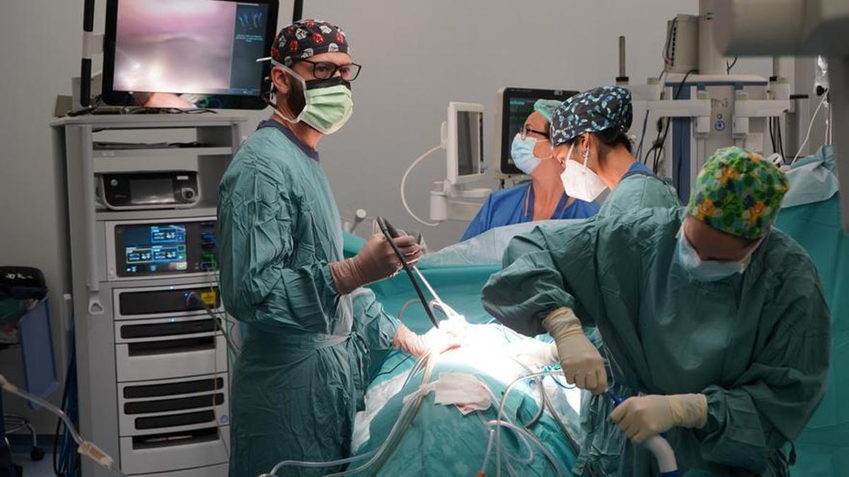 Imagen del trasplante pulmonar con un robot Da Vinci en Vall d'Hebron.