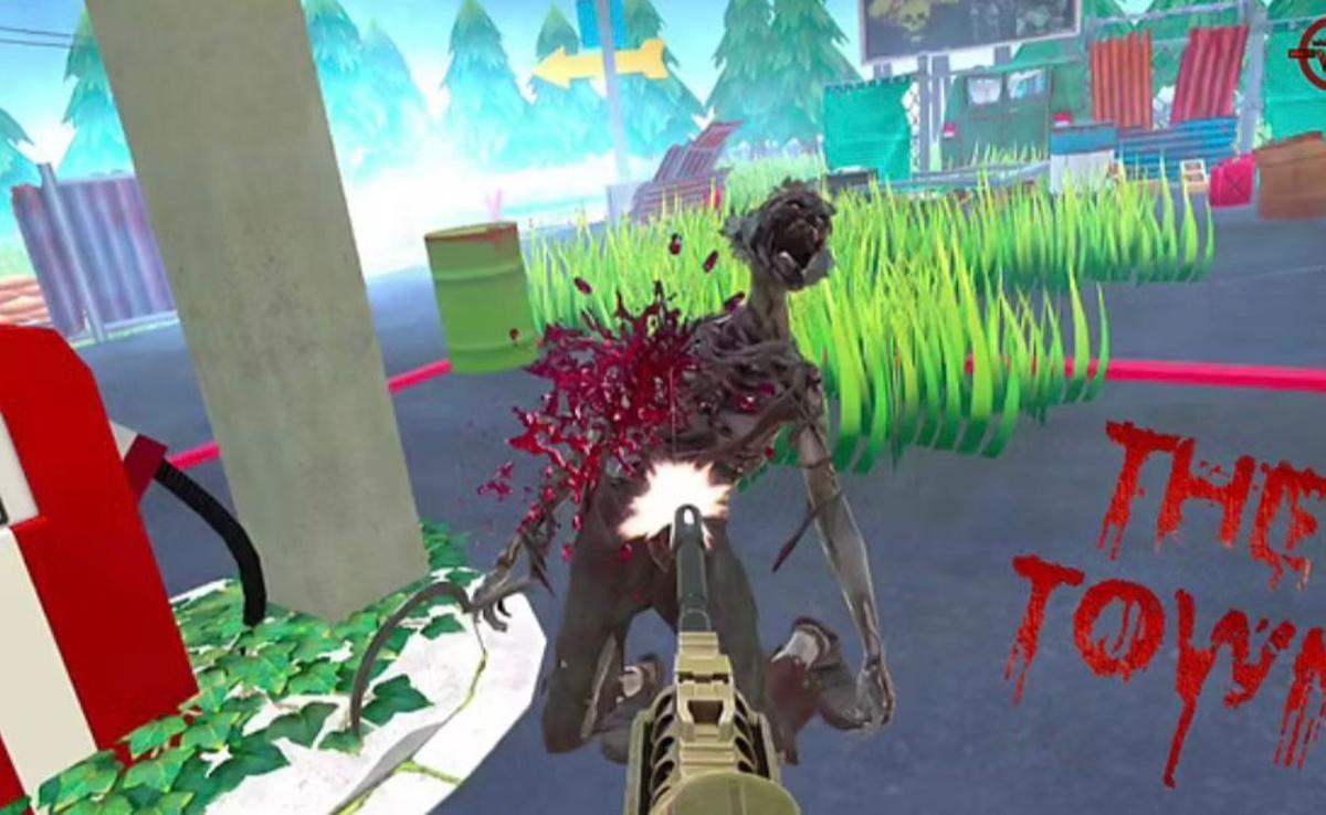 Una escena de un juego de 'shooting' de realidad virtual