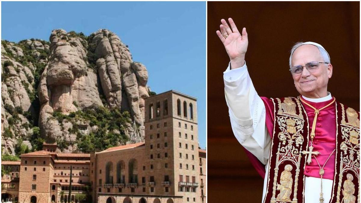Muntatge del papa Lleó XIV i el monestir de Montserrat